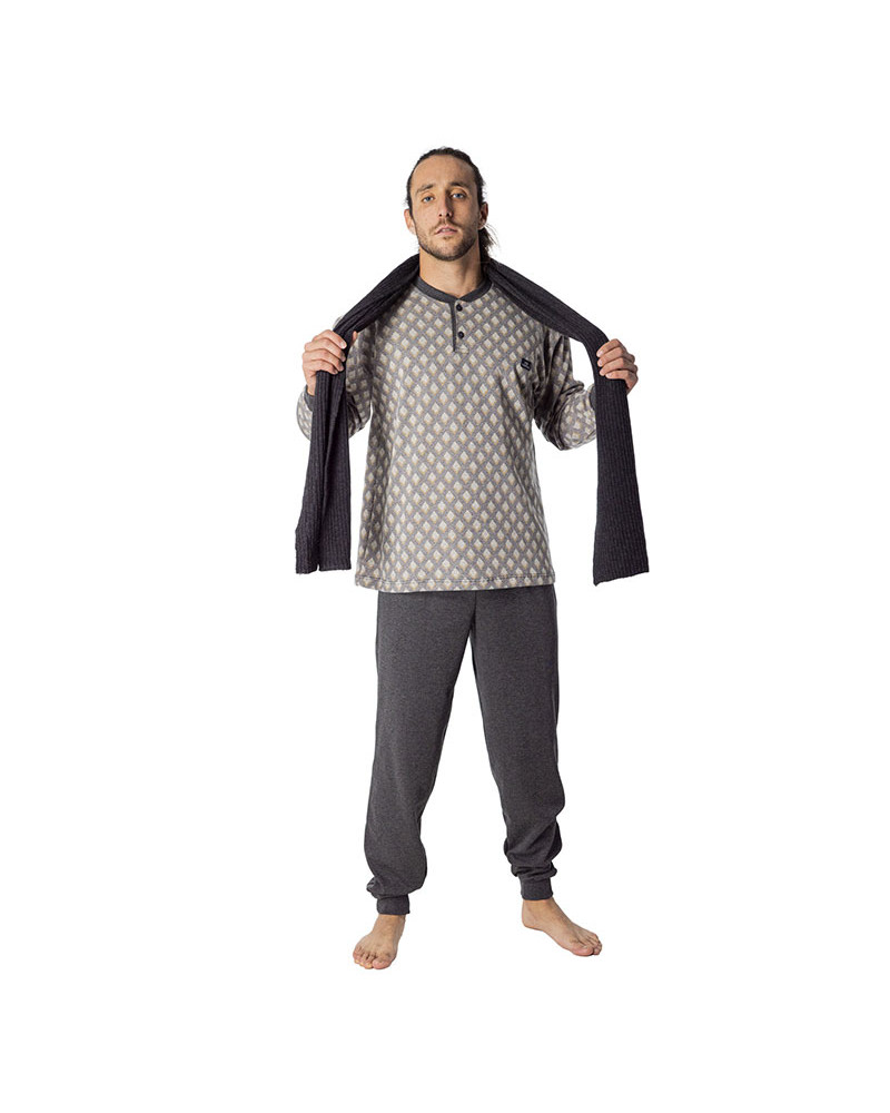Pijama Invierno Caballero Punto Milano Perchado Rombos a precio barato