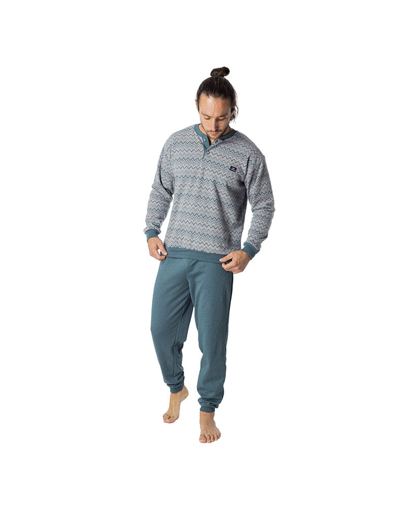 Pijama Invierno Caballero Punto Milano Perchado Zig Zag a precio barato
