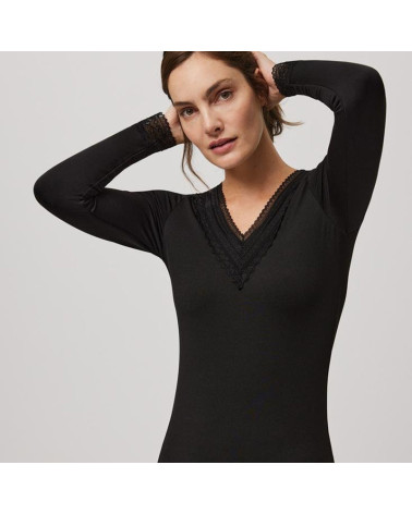 Camiseta Barata Mujer Cuello Pico Térmica Manga Larga Ysabel Mora