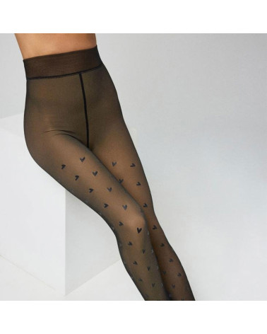 Panty Térmico Fantasía Corazones Transparente 160 den