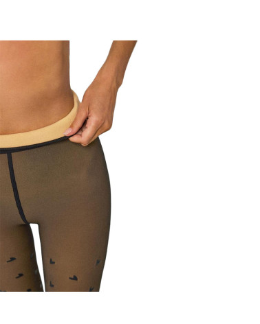 Panty Térmico Fantasía Corazones Transparente 160 den