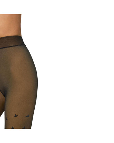 Panty Térmico Fantasía Corazones Transparente 160 den
