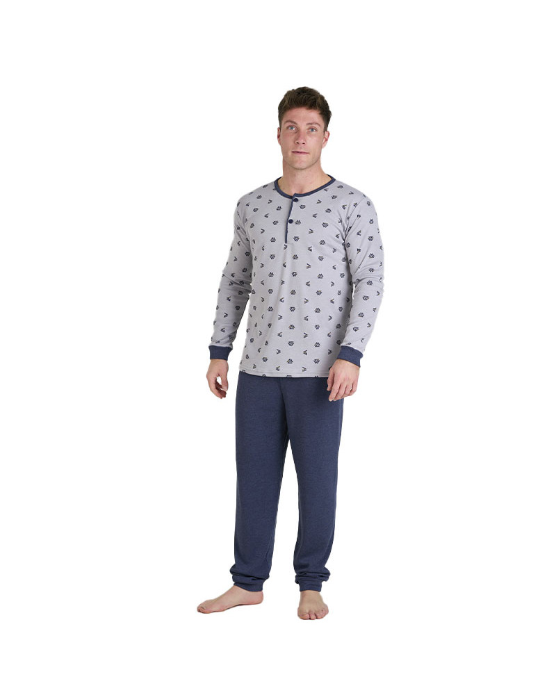 Pijama Invierno Caballero Algodón Perchado Triángulos a precio