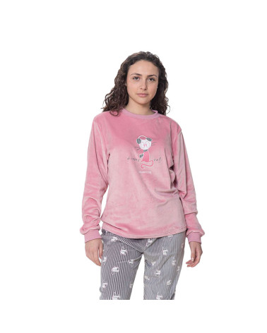 Pijama Térmico Mujer Terciopelo Spandex Gatito a precio barato