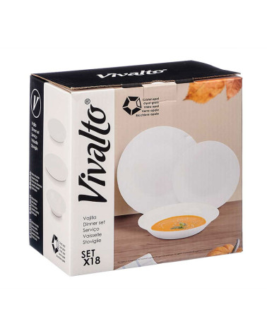 Vajilla 18 Piezas Opal Clásica Lisa a precio barato