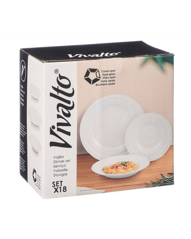 Vajilla 18 Piezas Opal Clásica Ondas a precio barato