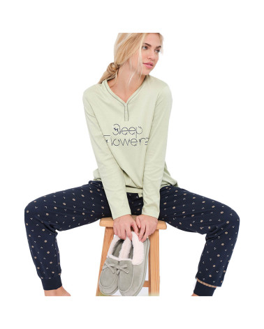 Pijama Mujer Invierno Interlock MuyDeMi Flowers con la mejor oferta