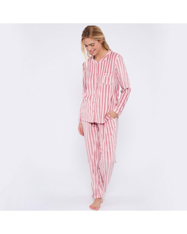 Pijama Mujer Invierno Microvelour MuyDeMi Rayas con la mejor oferta