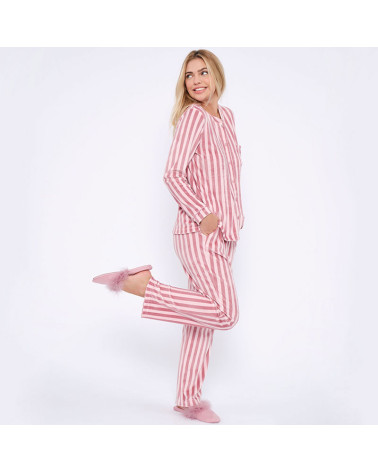 Pijama Mujer Invierno Microvelour MuyDeMi Rayas con la mejor oferta