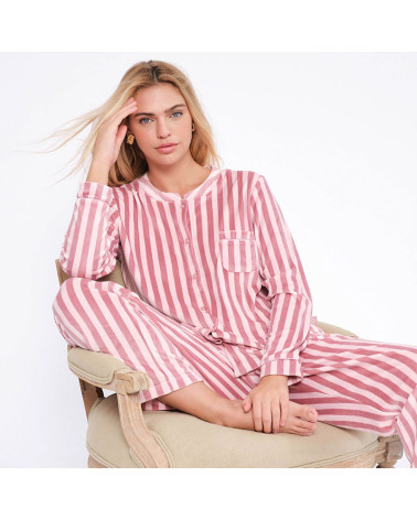 Pijama Mujer Invierno Microvelour MuyDeMi Rayas con la mejor oferta
