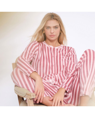 Pijama Mujer Invierno Microvelour MuyDeMi Rayas con la mejor oferta