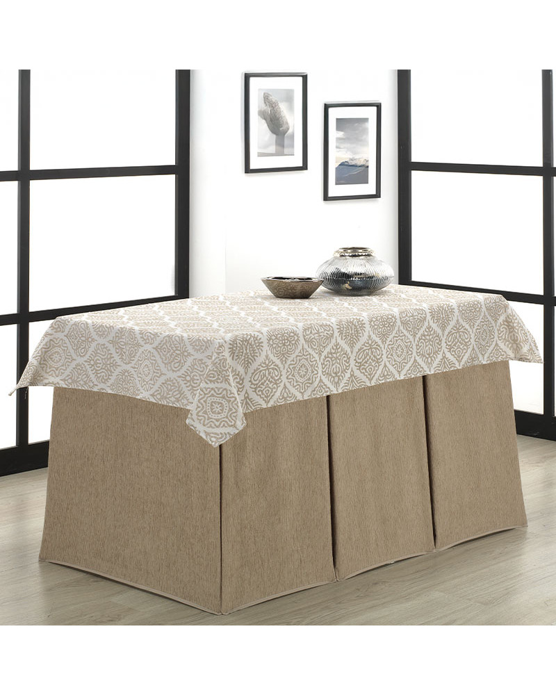 Falda Camilla Chenilla 640 Gr Invierno + Tapete Jacquard mejor precio