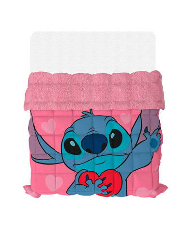 Edredón Stitch Sedalina Borreguillo Rosa Oficial | Cama 90