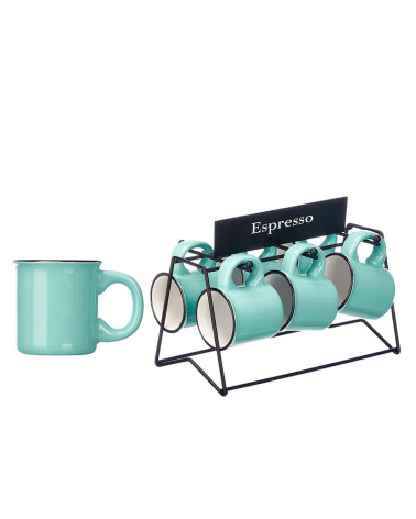 Juego 6 Tazas Cerámica + 1 Soporte