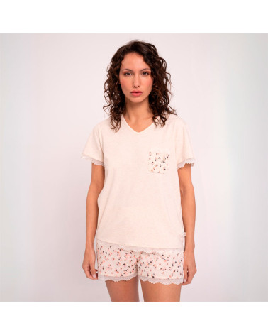 Pijama Mujer Algodón Verano Puntilla MuyDemi a precio barato
