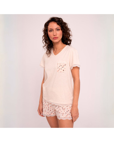 Pijama Mujer Algodón Verano Puntilla MuyDemi a precio barato