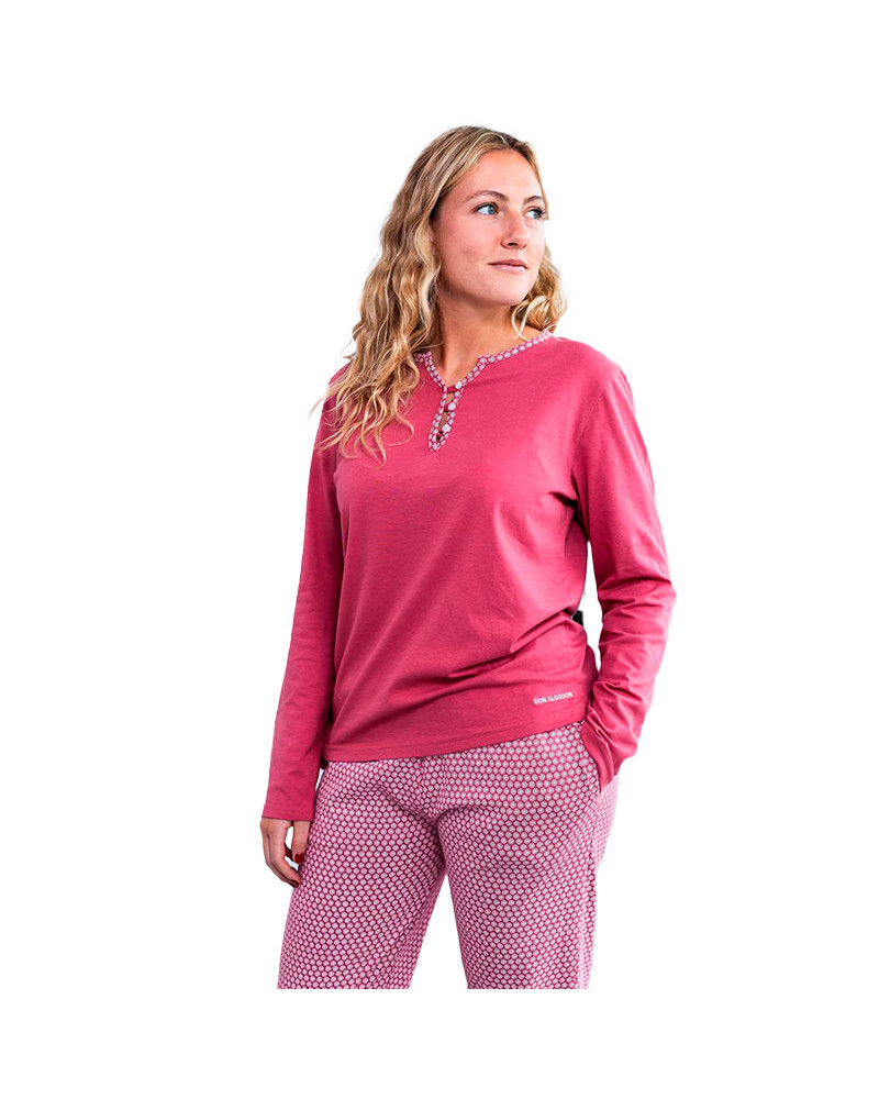 Pijama Largo De Algodón Para Mujer DOTIN: Conjunto De Dos Piezas Suave Y Transpirable - Ideal Para Dormir O Estar En Casa