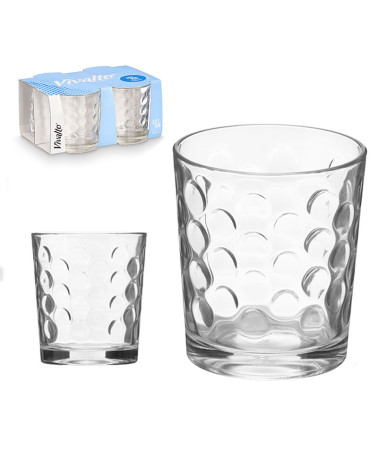 Juego 4 Vasos Puntos Cristal 360 Ml a precio barato