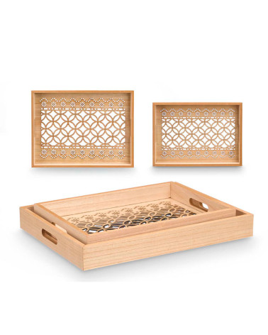 Pack de 2 Bandejas Rectangulares Clásica Madera Círculos baratas
