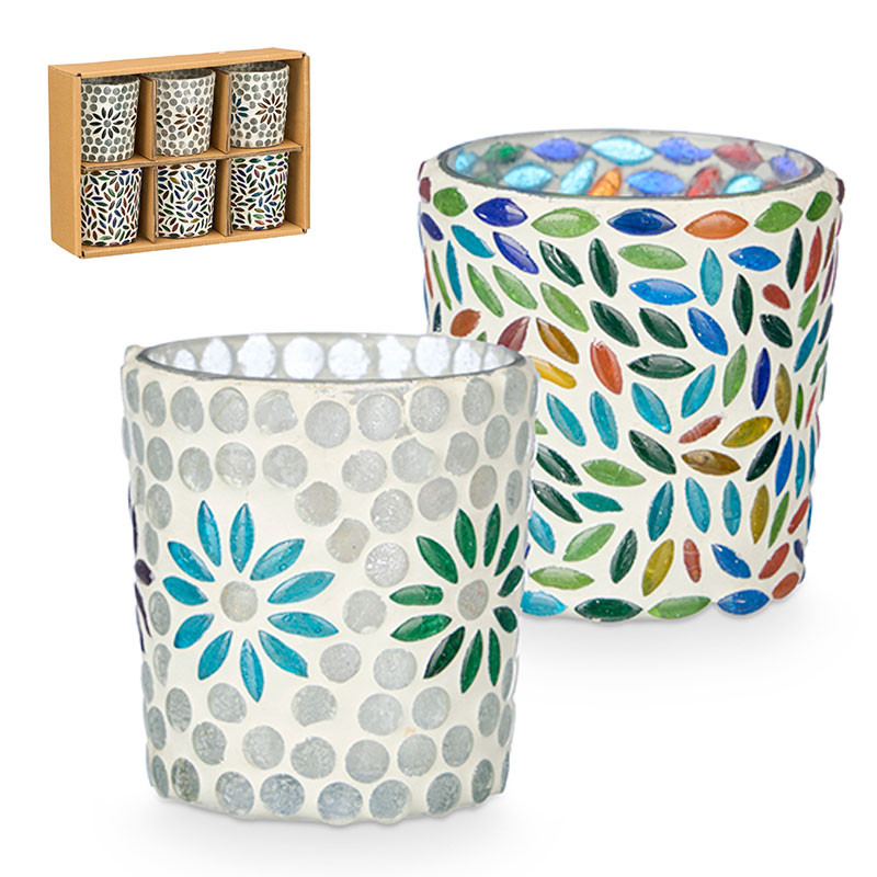 Relaxdays Pack 12 Portavelas Vidrio Con Asas De Colores, Faroles