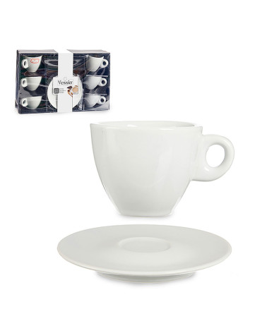 Juego 6 Tazas 120 Ml Porcelana Café + 6 Platos Porcelana barato