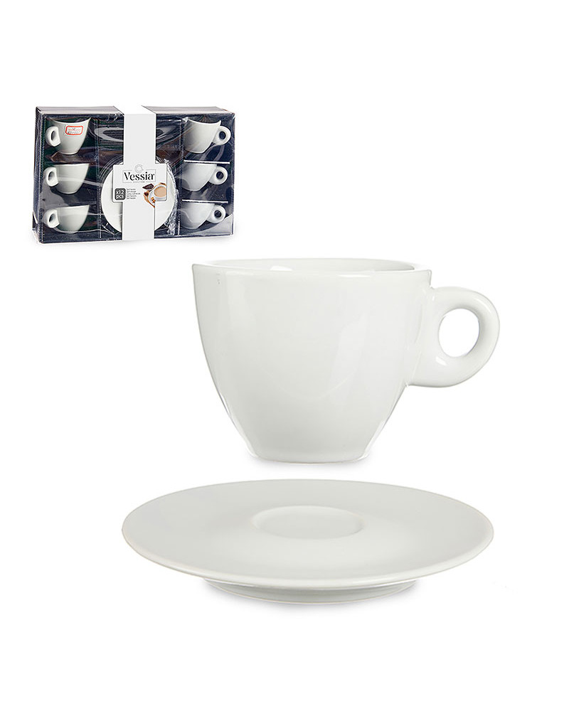 Juego 6 Tazas 120 Ml Porcelana Café + 6 Platos Porcelana barato
