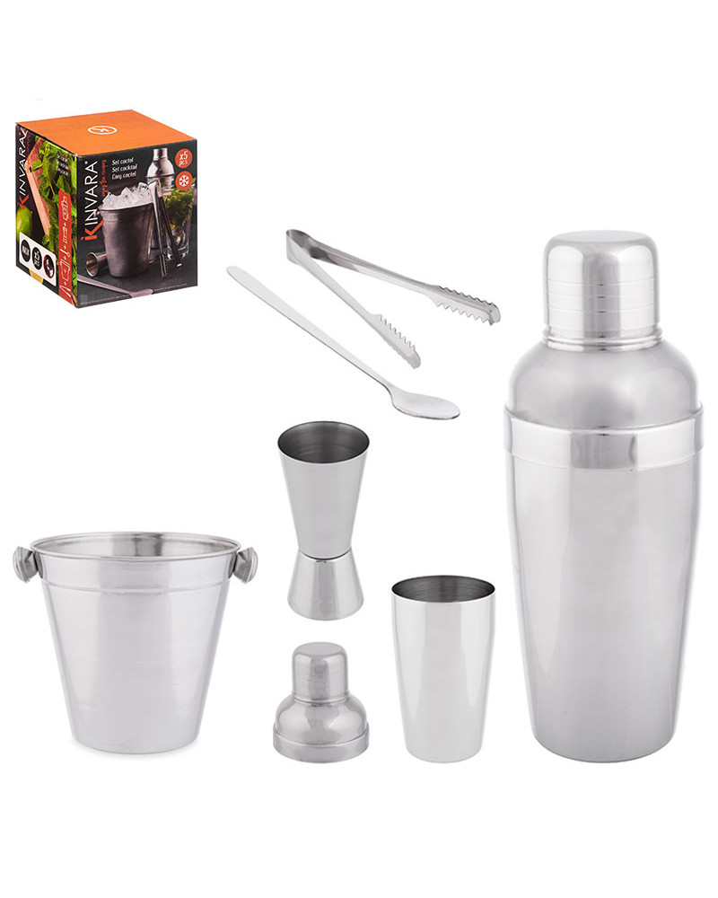 Set 5 Piezas Coctelera Acero Inoxidable - Elegancia y Funcionalidad