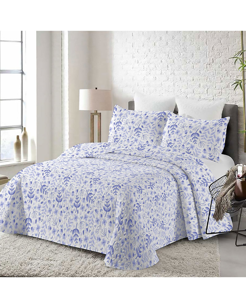 Colcha Bouti Termosellada Reversible Hojas – Diseño Elegante