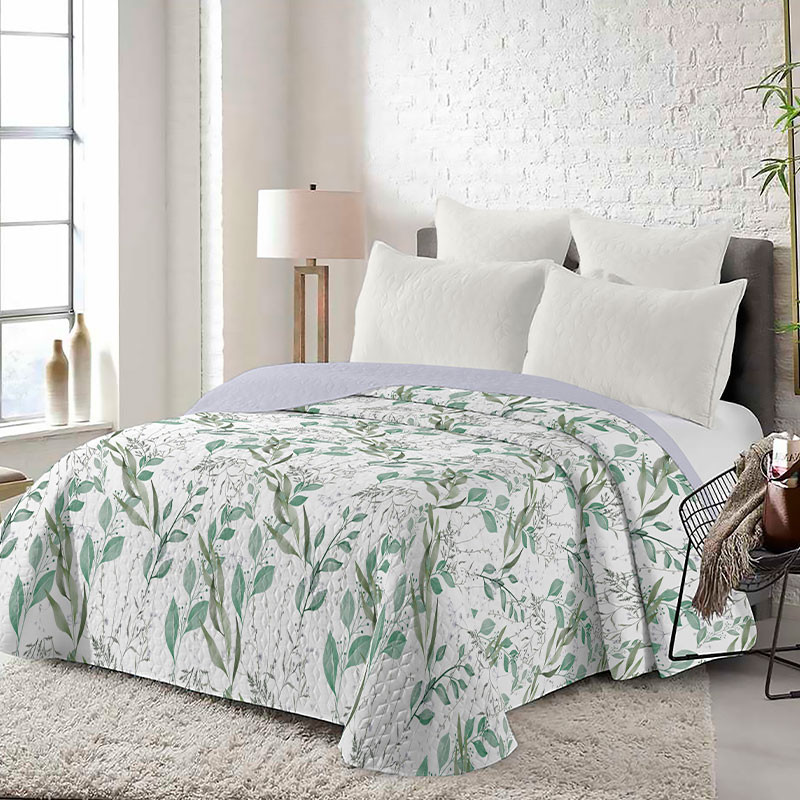 Colcha Bouti Termosellada Reversible Estampada Rufino Díaz – Almeria, Verde, 90 Cm, Tejido Suave Y Resistente
