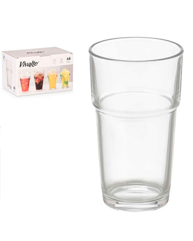 Juego 6 Vasos Agua Cristal Apilable 370 Ml a precio barato