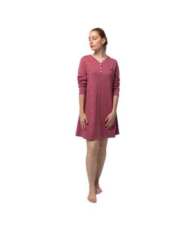 Camisón Invierno Algodón Mujer Perchado Puntos