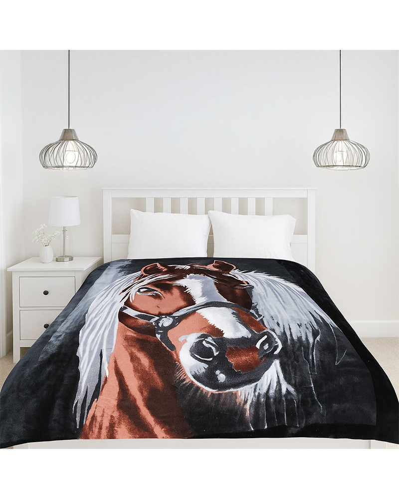 Manta Terciopelo Barata Estampada Caballo