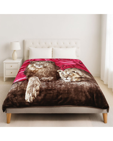 Manta Terciopelo Barata Estampada Leones