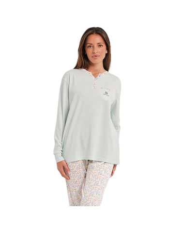 Pijama Mujer Invierno Interlock Don Algodón Flores con la mejor oferta