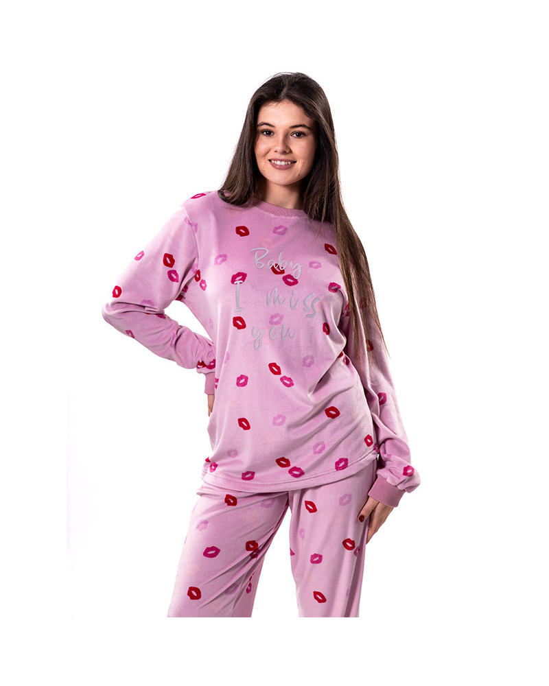 Pijama Térmico Mujer Terciopelo Spandex Besos a precio barato