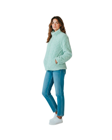 Bata mujer invierno Don Algodón de coralina corta con cremallera