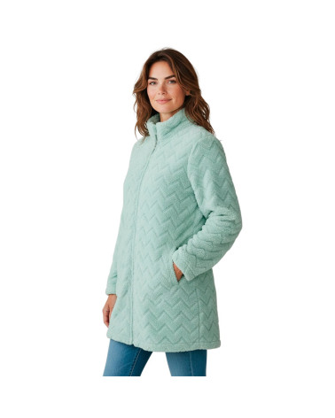 Bata mujer invierno Don Algodón de coralina corta con cremallera