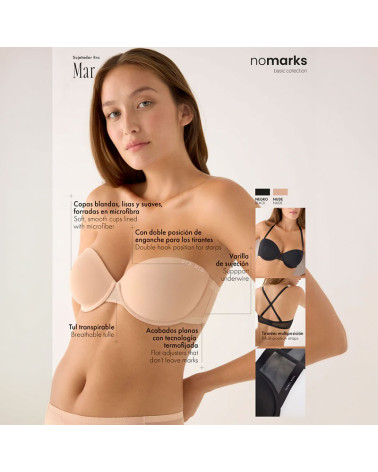 Sujetador Bandeau Nomarks con Aro y Relleno Paula Echevarría