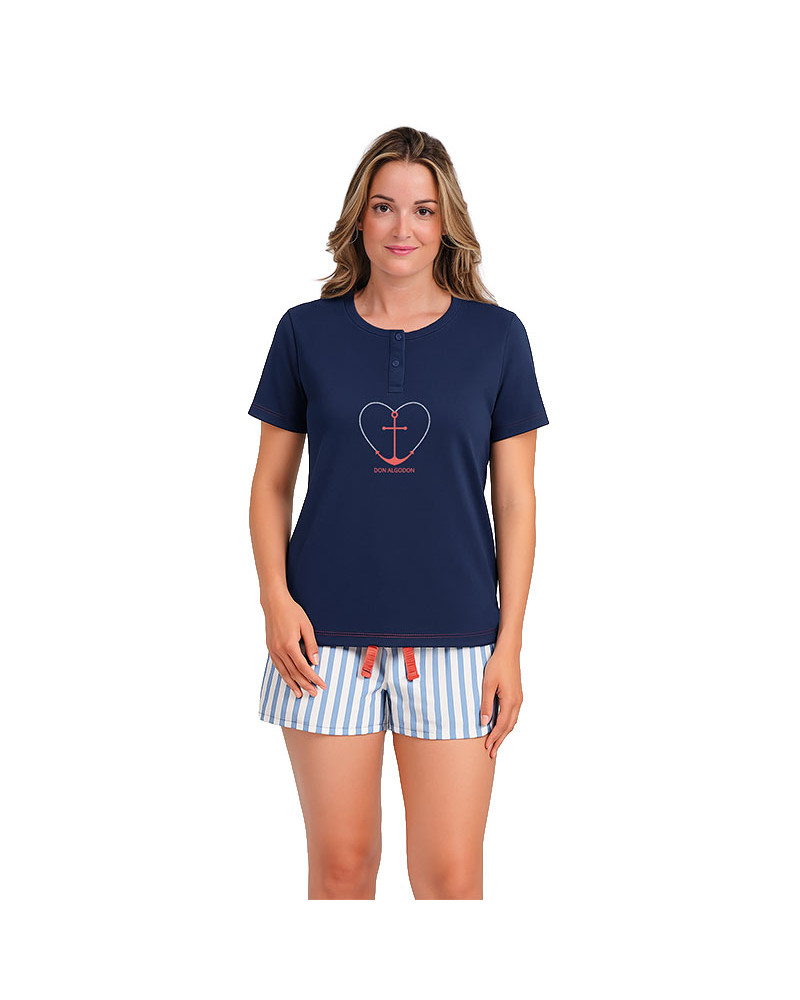 Pijama Mujer Algodón Verano Corazón  Don Algodón a precio barato