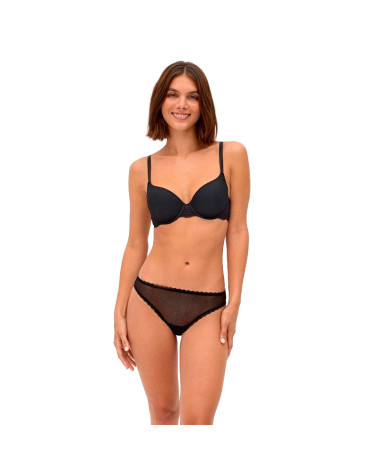 Conjunto Lencería Triángulo con Aro con Relleno + Braga Midi Encaje