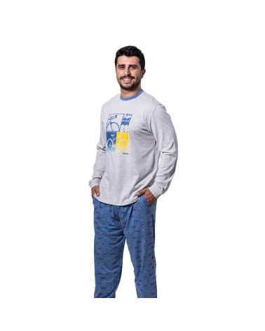 Pijama Interlock Verano Hombre Largo Estampado Bikers al mejor precio