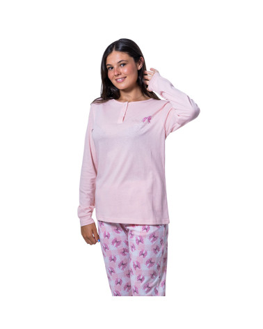 Pijama Interlock Largo Verano Mujer Estampado Puzle a precio barato