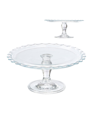 Tartera de cristal con pie diamante 26 cm elegante a precio barato