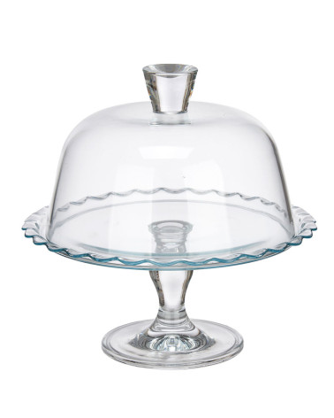 Tartera de cristal con pie y tapa 26 cm elegante a precio barato