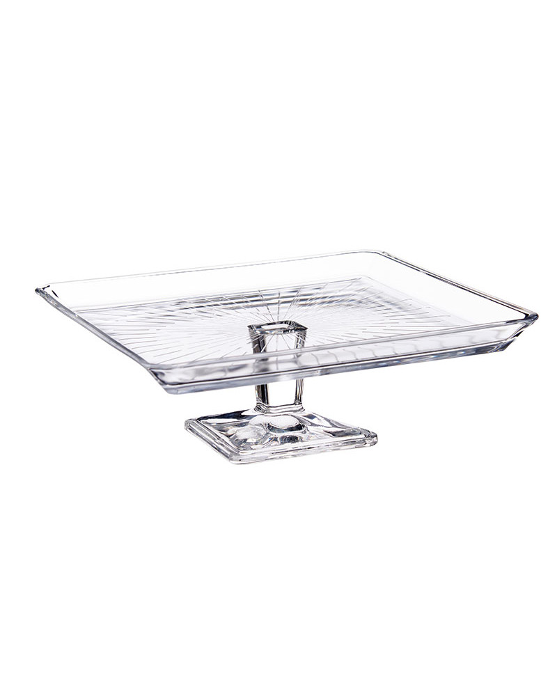 Tartera cristal con pie rectangular crystalline elegante a precio barato