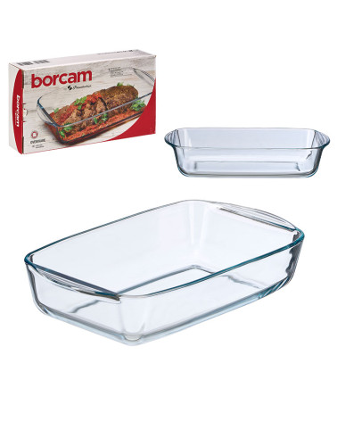 Bandeja rectangular Borcam vidrio 2750 ml horno a precio barato