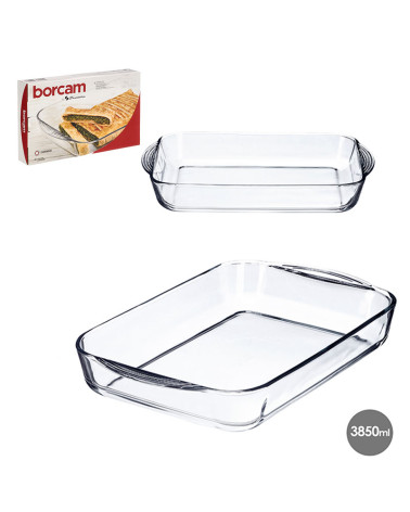 Bandeja rectangular Borcam 3850 ml vidrio horno a precio barato