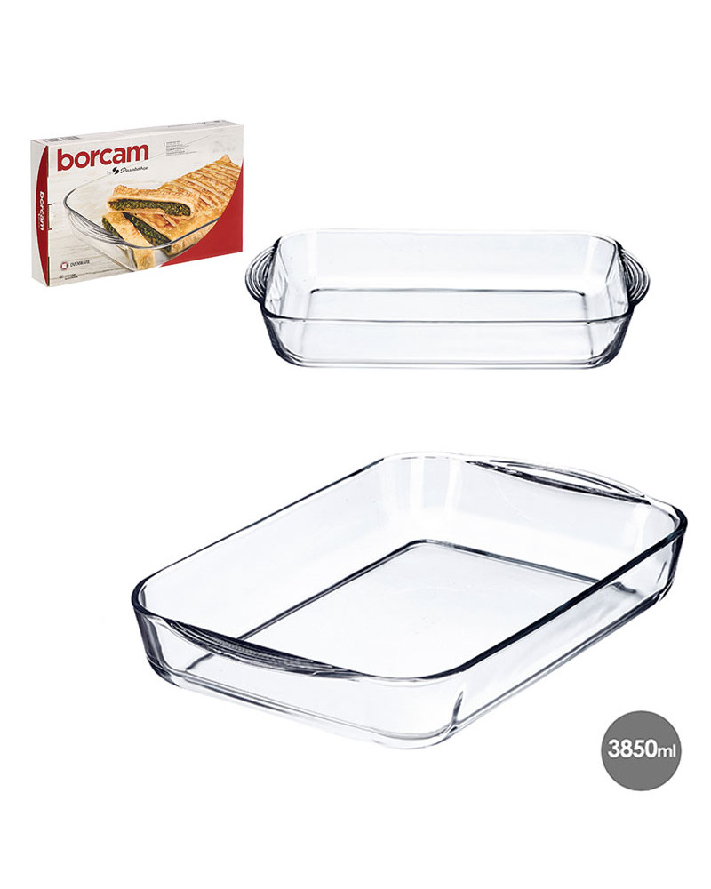 Bandeja rectangular Borcam 3850 ml vidrio horno a precio barato