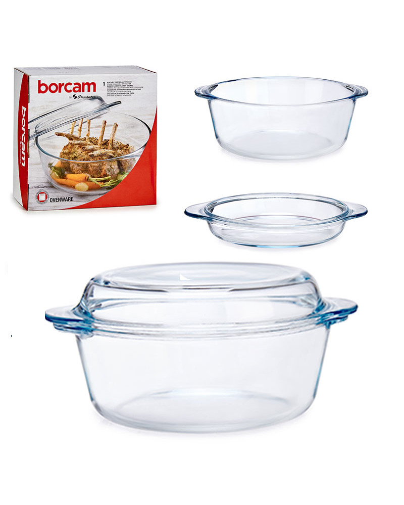 Cacerola Borcam vidrio borosilicato 2,1L con tapa a precio barato