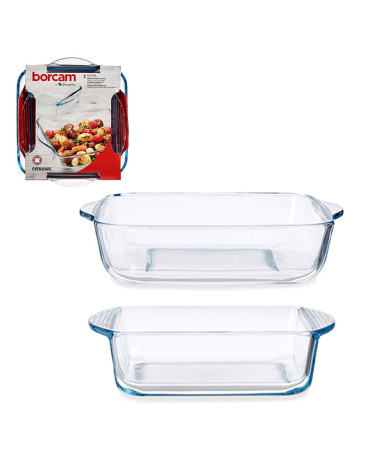 Pack 2 bandejas Borcam cuadradas vidrio horno a precio barato